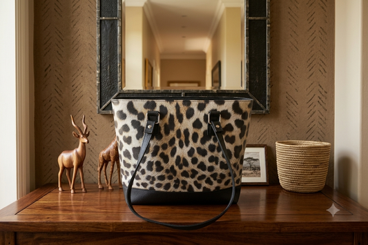 Leopard and Black Tote Bag