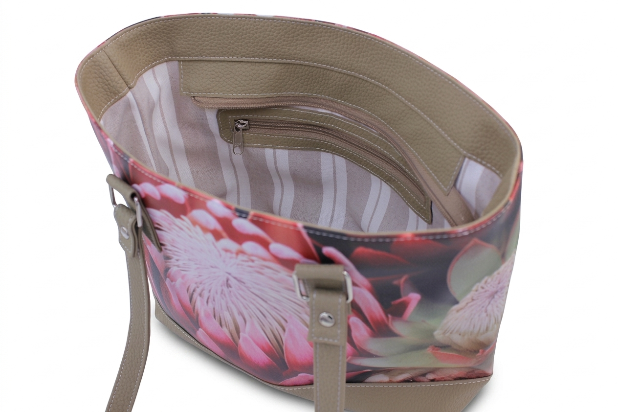 King Protea and Taupe Tote Bag