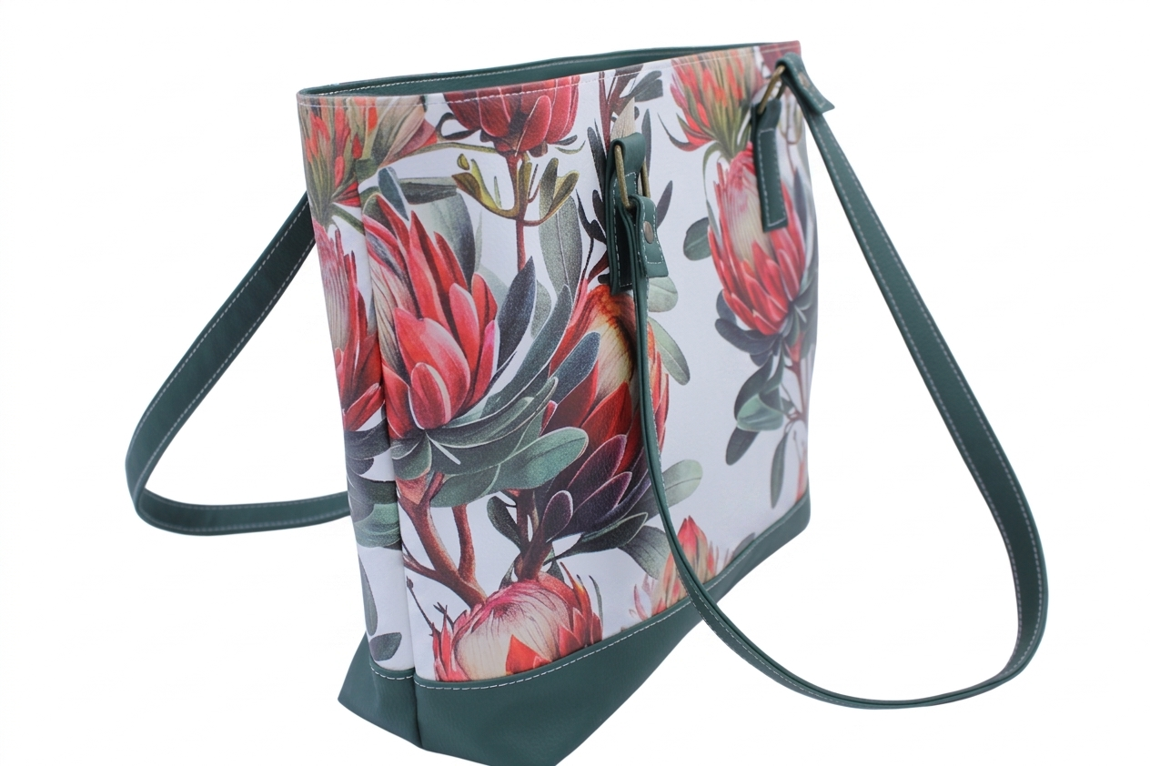 Protea & Bottle Green Tote Bag