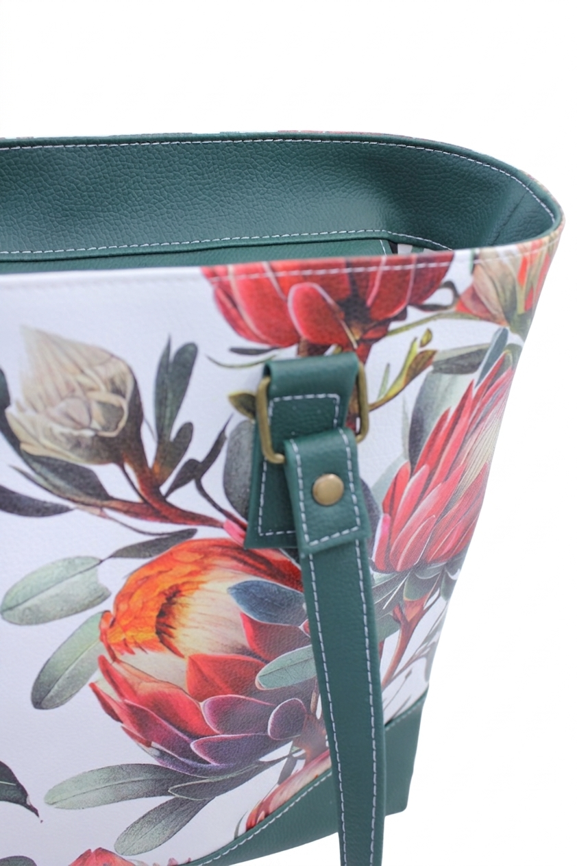 Protea & Bottle Green Tote Bag