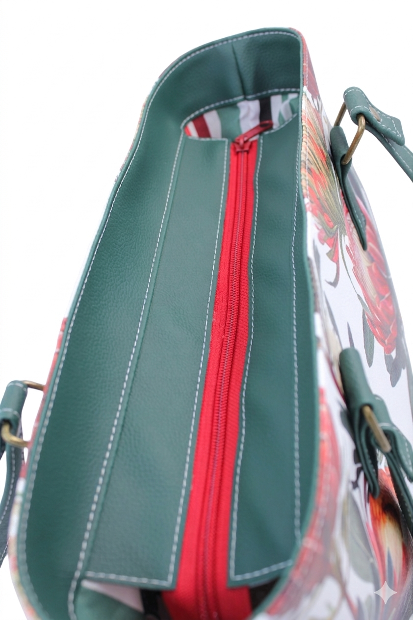 Protea & Bottle Green Tote Bag
