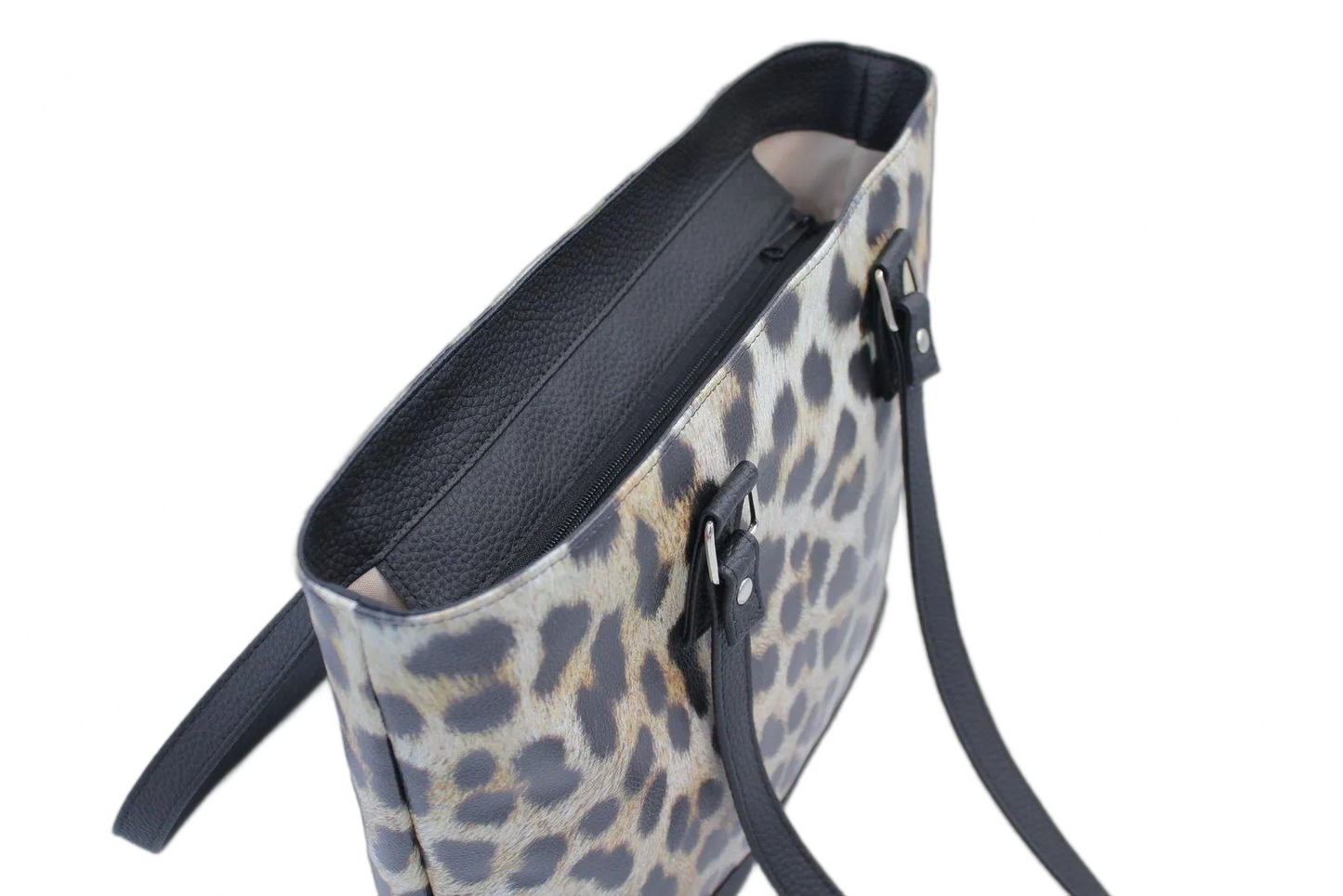 Leopard and Black Tote Bag
